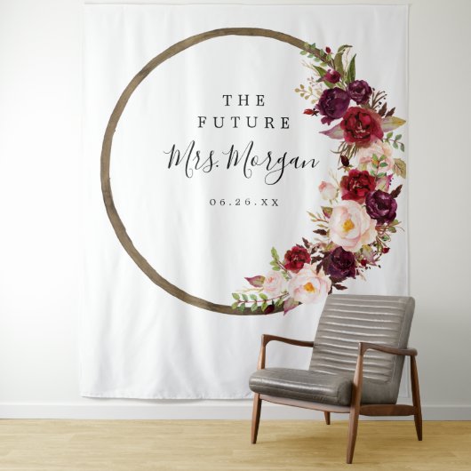 Future Mrs Brautparty Backdrop Boho Burgundy Wandteppich (Beispiel)