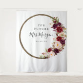 Future Mrs Brautparty Backdrop Boho Burgundy Wandteppich (Vorderseite)
