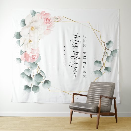 Future Mrs Brautparty Backdrop Grüne Floral Wandteppich (Beispiel (Horizontal))