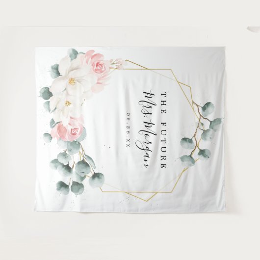 Future Mrs Brautparty Backdrop Grüne Floral Wandteppich (Vorderseite (Horizontal))