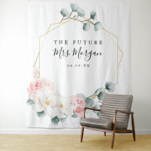 Future Mrs Brautparty Backdrop Grüne Floral Wandteppich