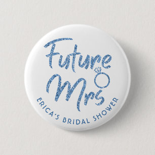 Future Mrs Brautparty Blue Glitzer Button