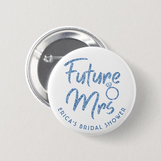 Future Mrs Brautparty Blue Glitzer Button (Vorne & Hinten)