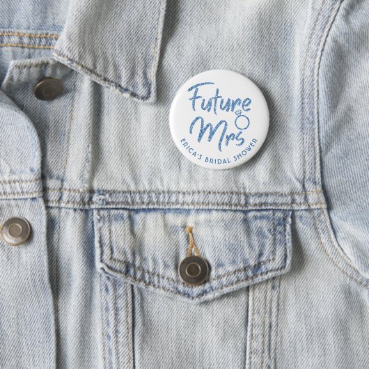 Future Mrs Brautparty Blue Glitzer Button (Beispiel)