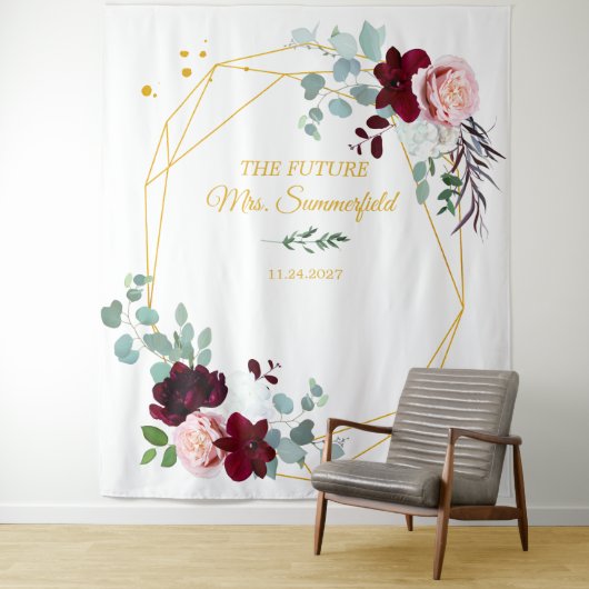 Future Mrs Brautparty Gold Backdrop Foto Stand Wandteppich (Beispiel)