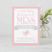 Future Mrs Brautparty Invite | Blush Pink Grau Einladung (Stehend Vorderseite)