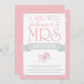 Future Mrs Brautparty Invite | Blush Pink Grau Einladung (Vorne/Hinten)