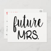 Future Mrs. Brautparty Schwarz-weiß Wedding Einladungspostkarte (Vorne/Hinten)