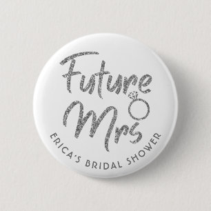 Future Mrs Brautparty Silver Glitzer Button