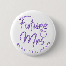 Future Mrs Brautparty Violet Glitzer Button
