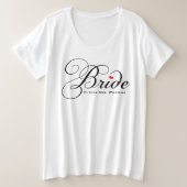 Future Mrs Bride Black Custom Script Wedding Große Größe T-Shirt (Design vorne)
