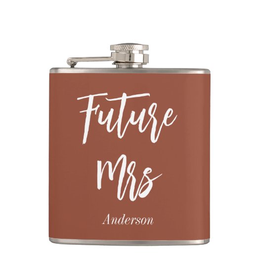 Future Mrs Bride Brown Wedding Terracotta Flachmann (Vorderseite)