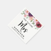 Future Mrs Burgundy Floral Brautparty Serviette (Ecke)