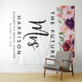 Future Mrs Burgundy Floral Custom Brautparty Wandteppich (Beispiel (Horizontal))