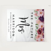 Future Mrs Burgundy Floral Custom Brautparty Wandteppich (Vorderseite (Horizontal))