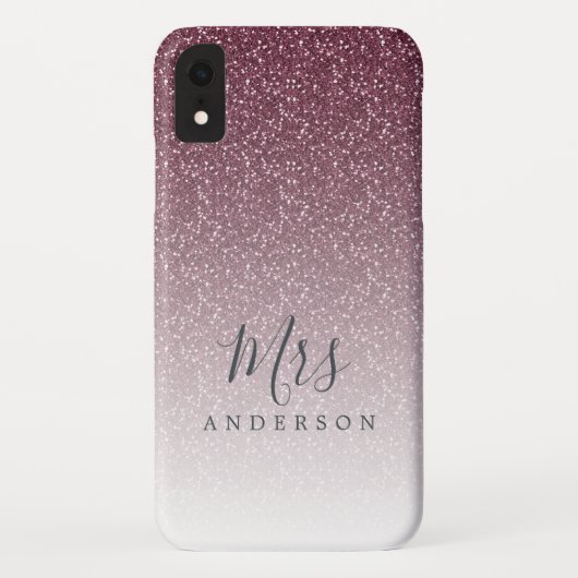 Future Mrs Burgundy Glitzer Chic Script Bride Case-Mate iPhone Hülle (Rückseite)