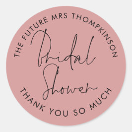Future Mrs. Dusty Rose Brautparty Runder Aufkleber