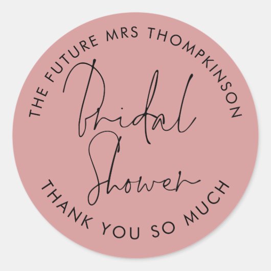 Future Mrs. Dusty Rose Brautparty Runder Aufkleber (Vorderseite)