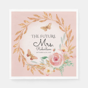 Future Mrs Elegant Blush Pink Floral Brautparty Serviette