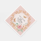Future Mrs Elegant Blush Pink Floral Brautparty Serviette (Ecke)