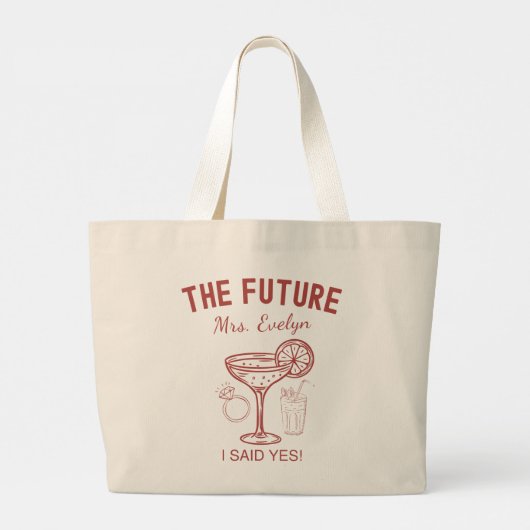 Future Mrs Engagement Custom Name Bride To Be Jumbo Stoffbeutel (Rückseite)