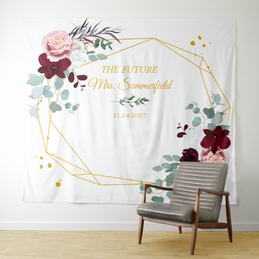 Future Mrs Floral Backdrop Brautparty Tapestry Wandteppich (Beispiel (Horizontal))