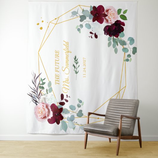 Future Mrs Floral Backdrop Brautparty Tapestry Wandteppich (Beispiel)