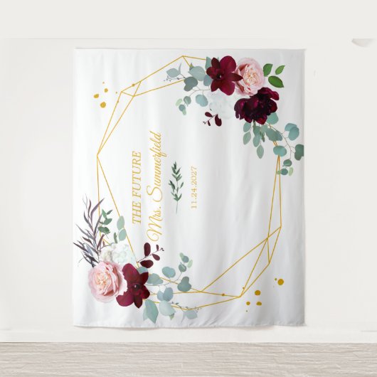 Future Mrs Floral Backdrop Brautparty Tapestry Wandteppich (Vorderseite)