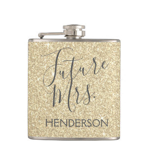 Future Mrs Gold Bachelorette Sparkle Glitzer Flachmann