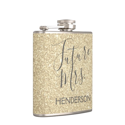 Future Mrs Gold Bachelorette Sparkle Glitzer Flachmann (Rechts)