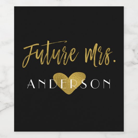 Future Mrs Gold Foil Bride Wine Label Weinetikett (Einzelnes Label)
