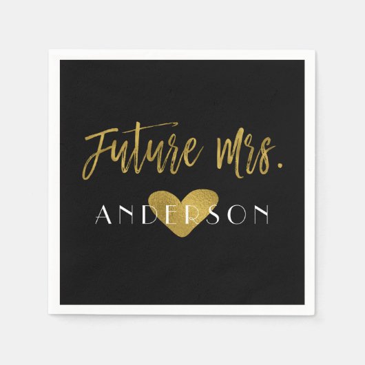 Future Mrs Gold Foil mit Heart Bride Napkins Serviette (Vorderseite)