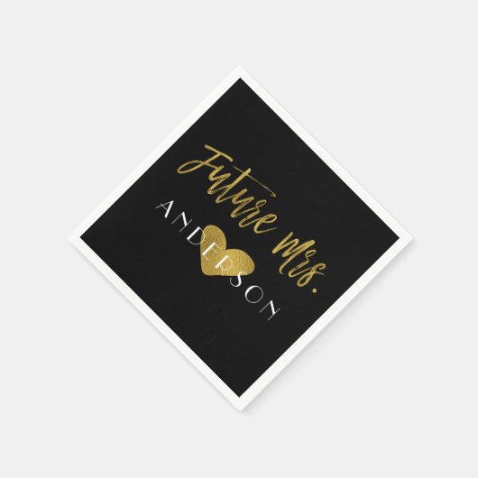 Future Mrs Gold Foil mit Heart Bride Napkins Serviette (Ecke)