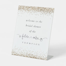 Future Mrs Gold Glitzer Welcome Brautparty Sockelschild