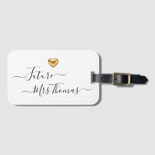 Future Mrs Gold Heart Gepäckanhänger (Vorderseite (Horizontal))