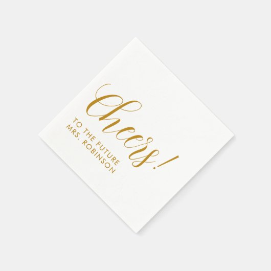 Future Mrs Gold Script Modernes Brautparty Serviette (Ecke)