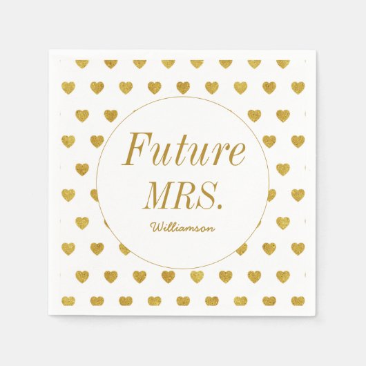 Future Mrs Gold White Brautparty Serviette (Vorderseite)
