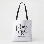 Future Mrs (Ihr Name) Black Script Tasche (Vorderseite)