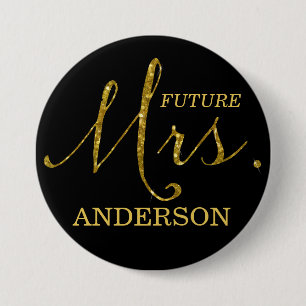 Future Mrs. Imitate-Glitzer Gold & Black Button
