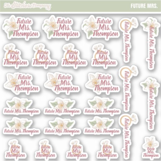 Future Mrs Individuelle Name Labels | Braut zu sei (Vorderseite)