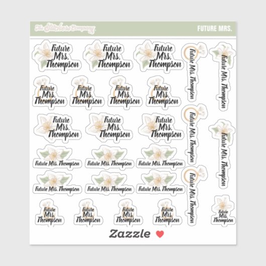 Future Mrs Individuelle Name Labels | Braut zu sei (Blatt)