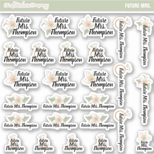 Future Mrs Individuelle Name Labels | Braut zu sei (Vorderseite)