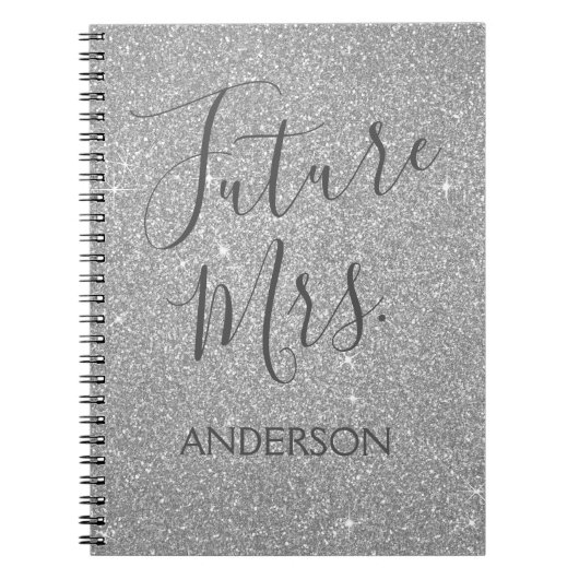 Future Mrs Luxury Silver Sparkle Glitzer Notizblock (Vorderseite)