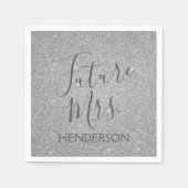 Future Mrs Luxury Silver Sparkle Glitzer Serviette (Vorderseite)