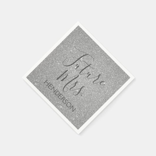 Future Mrs Luxury Silver Sparkle Glitzer Serviette (Ecke)