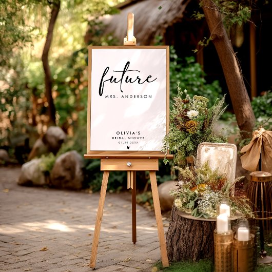 Future Mrs. Modern Black Handwriting Script Sign Poster