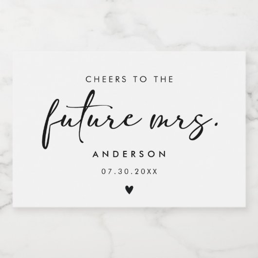Future Mrs. Modern Handwriting Script Schaumweinetikett (Einzelnes Label)