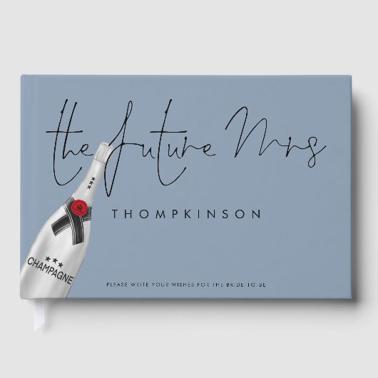 Future Mrs Name Date Dusty Blue Brautparty Gästebuch (Vorderseite)
