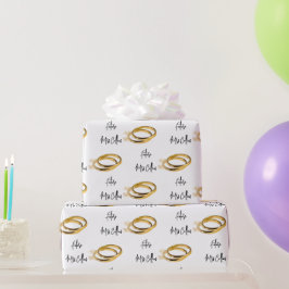 Future Mrs (Name) Elegant Wedding Gold Rings Geschenkpapier