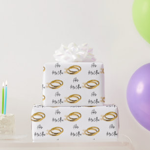 Future Mrs (Name) Elegant Wedding Gold Rings Geschenkpapier